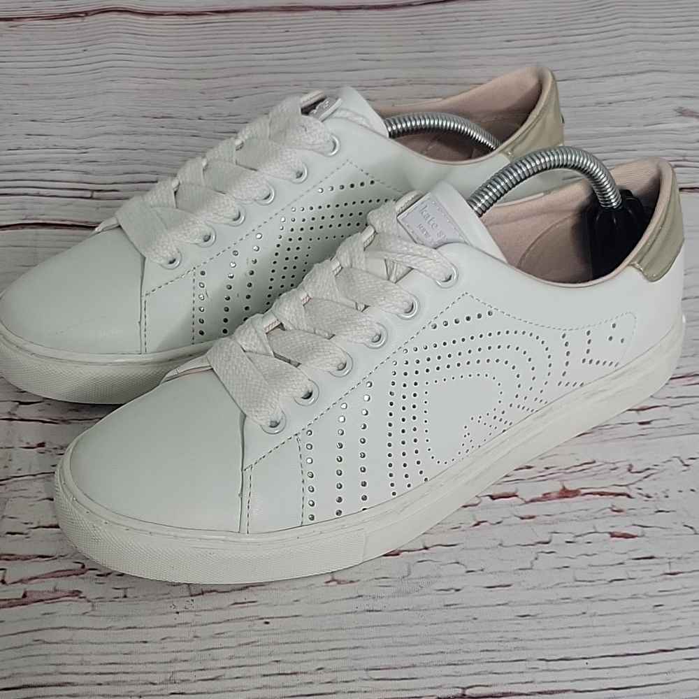Kate Spade Ashly White Leather Sneakers Size 7.5